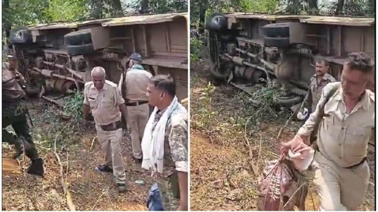 जवानों से भरी बस दुर्घटनाग्रस्त, चुनाव ड्यूटी से लौट रहे 12 जवान घायल